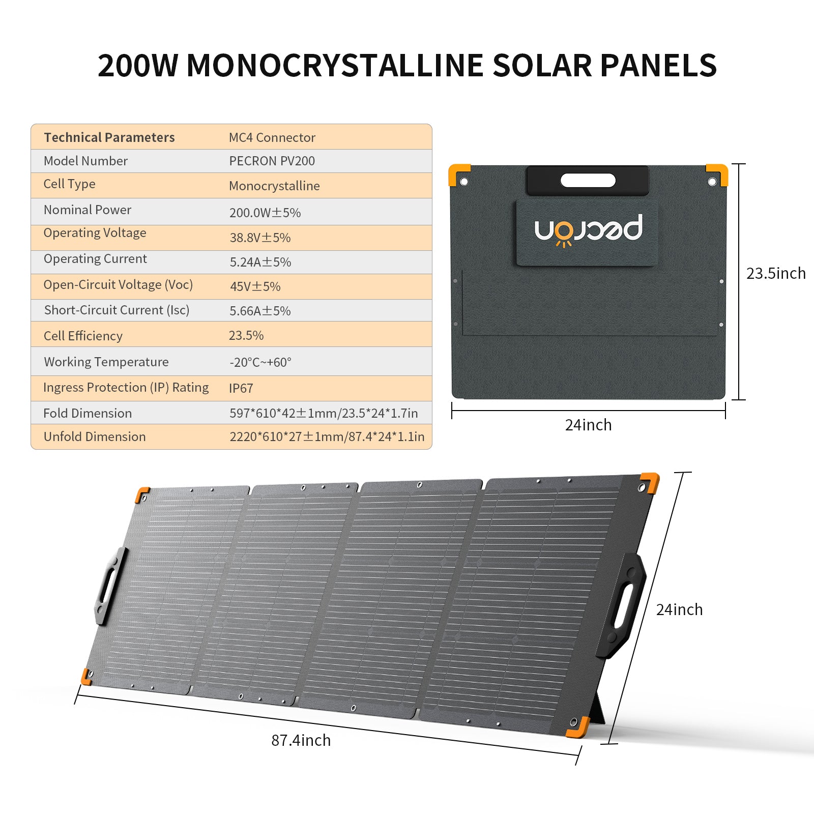 Pecron Aurora200 (200 W, 36 V) Tragbares Solarpanel